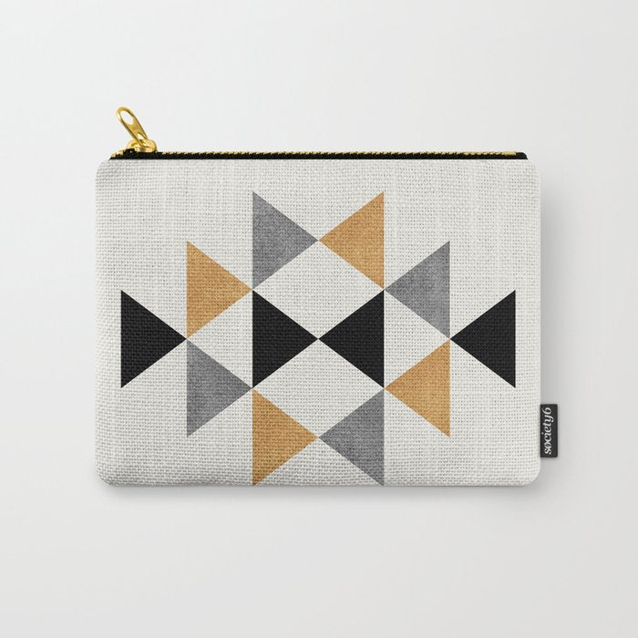 Aztec Graphic - Gold Gray Carry All Pouch Gallery Image 1
