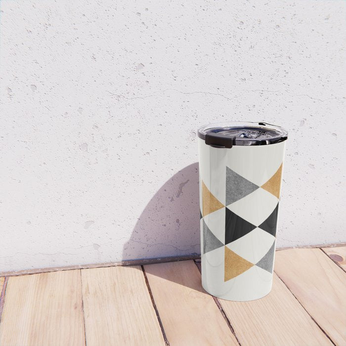 Aztec Graphic - Gold Gray Travel Mug Gallery Image 4