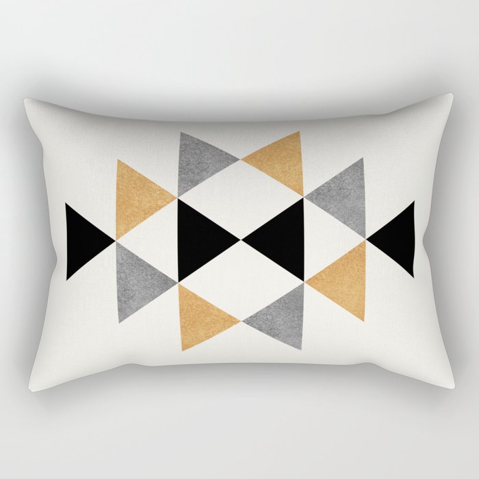Aztec Graphic - Gold Gray Rectangular Pillow Gallery Image 2