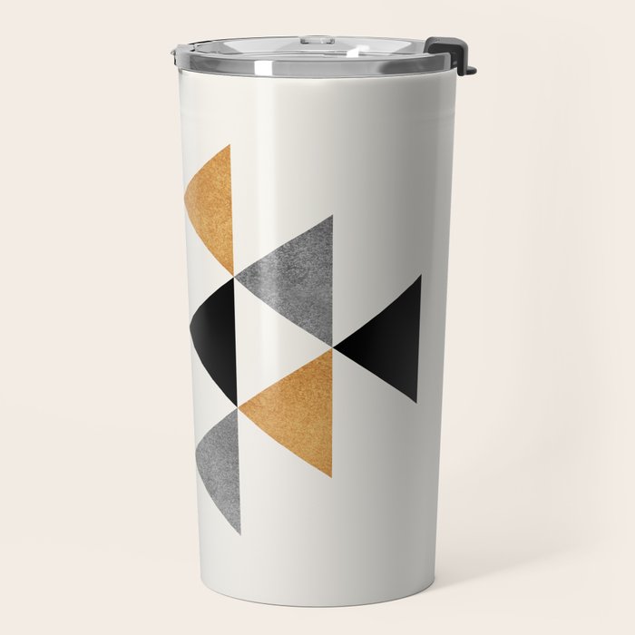 Aztec Graphic - Gold Gray Travel Mug Gallery Image 2