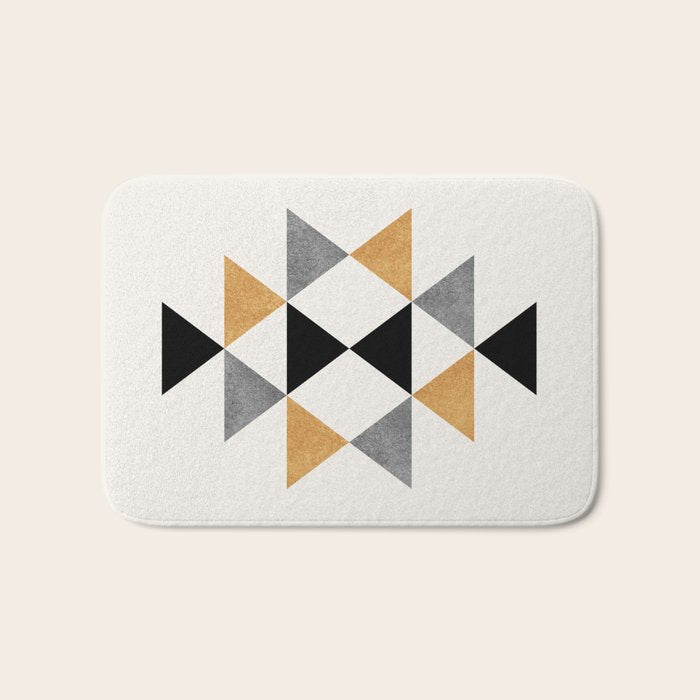 Aztec Graphic - Gold Gray Bath Mat Gallery Image 1