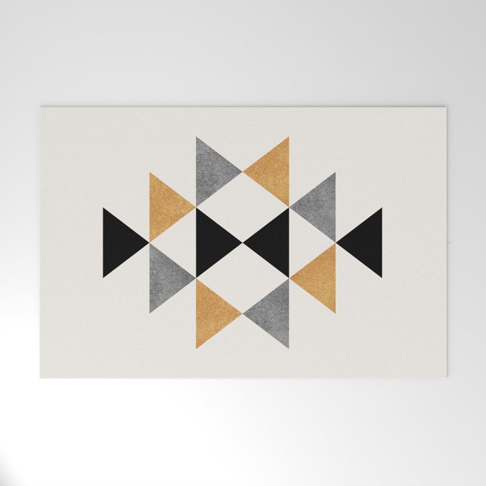 Aztec Graphic - Gold Gray Welcome Mat Gallery Image 1