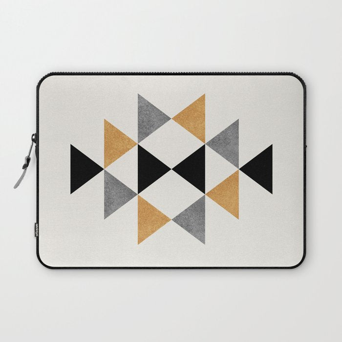 Aztec Graphic - Gold Gray Laptop Sleeve Gallery Image 1