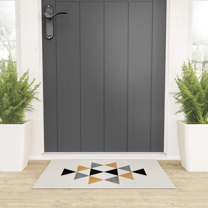 Aztec Graphic - Gold Gray Welcome Mat Gallery Image 3