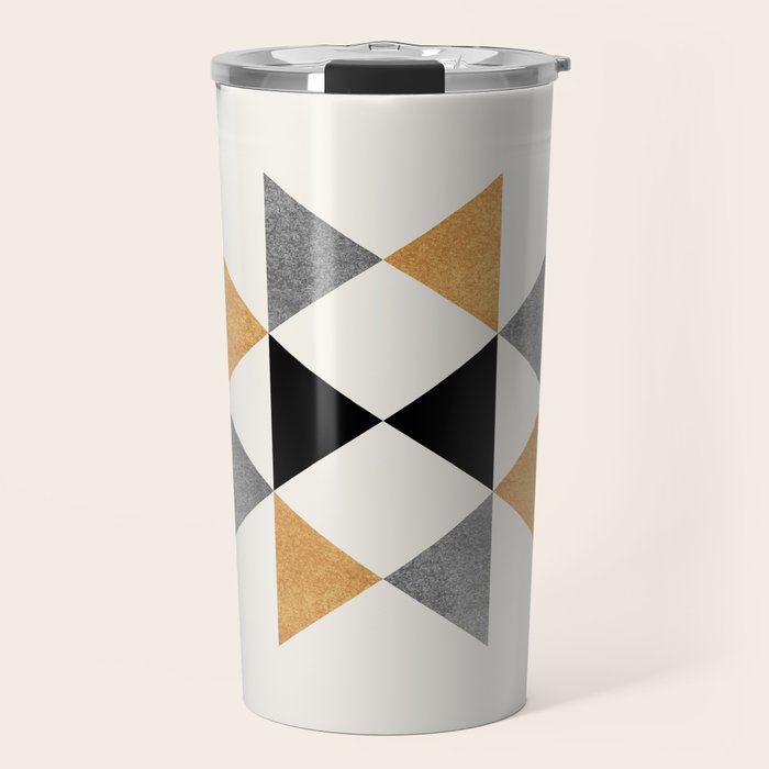 Aztec Graphic - Gold Gray Travel Mug Gallery Image 1