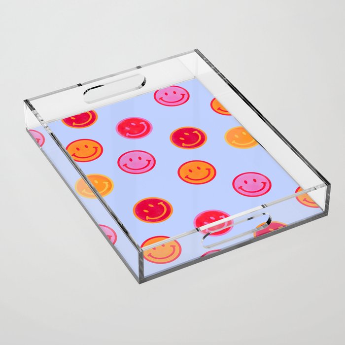 Smiling faces pattern no2 Acrylic Tray Gallery Image 1