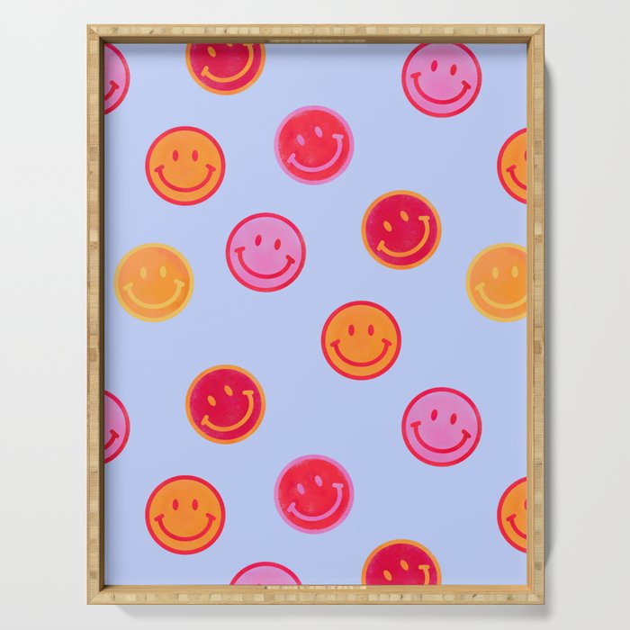 Smiling faces pattern no2 Serving Tray Gallery Image 1