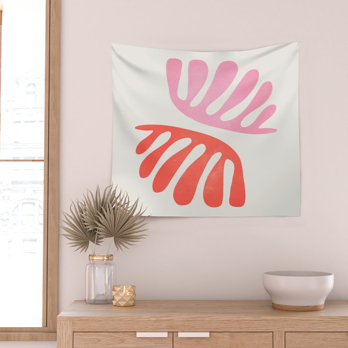 Peach & Orange: Wild Leaf | Matisse Foliage Paper Cutouts 03 Wall Tapestry Gallery Image 2