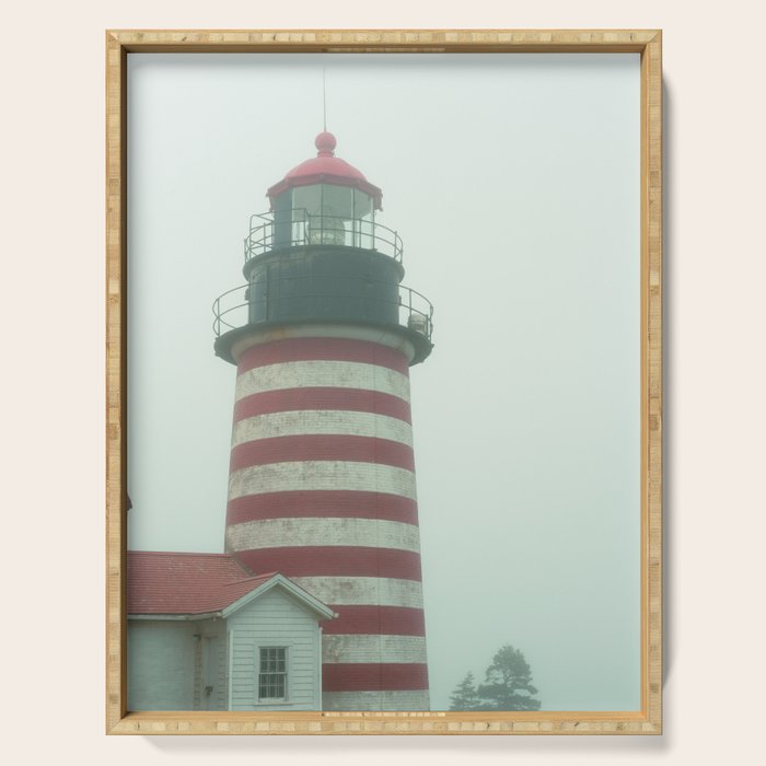 maine lighthouse - nautical coastal photograph Serving Tray Gallery Image 1