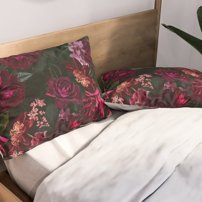 Vintage & Shabby Chic - Night Botanical Flower Roses Garden Pillow Sham Gallery Image 2