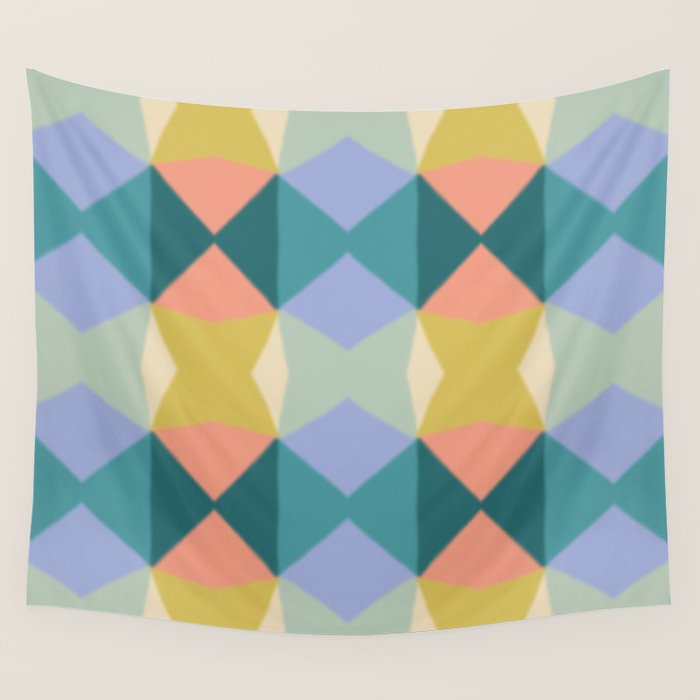  Mid-century Modern Geometric Pattern Wall Tapestry Gallery Image 4