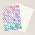 Mermaid Pastel Pink Purple Aqua Teal Stationery Card Gallery Image 2