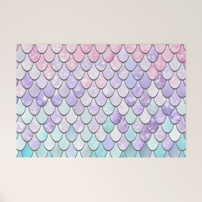 Mermaid Pastel Pink Purple Aqua Teal Welcome Mat Gallery Image 1