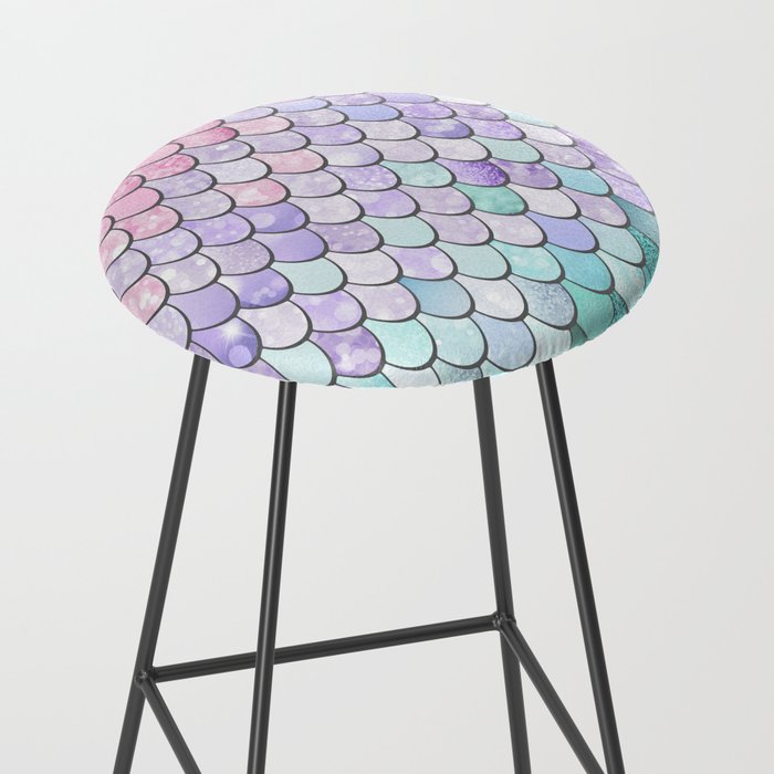 Mermaid Pastel Pink Purple Aqua Teal Stool Gallery Image 2