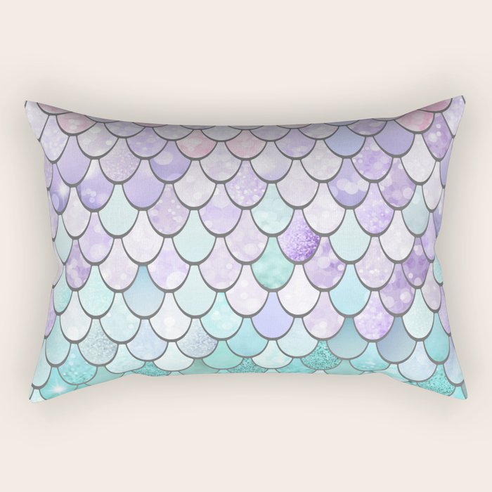 Mermaid Pastel Pink Purple Aqua Teal Rectangular Pillow Gallery Image 1
