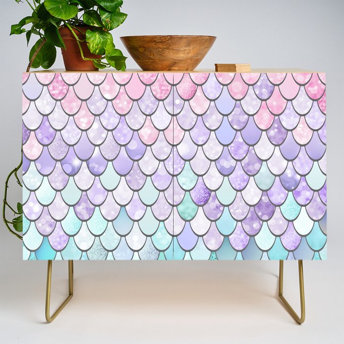 Mermaid Pastel Pink Purple Aqua Teal Credenza Gallery Image 1