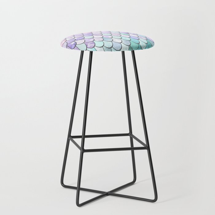 Mermaid Pastel Pink Purple Aqua Teal Stool Gallery Image 1