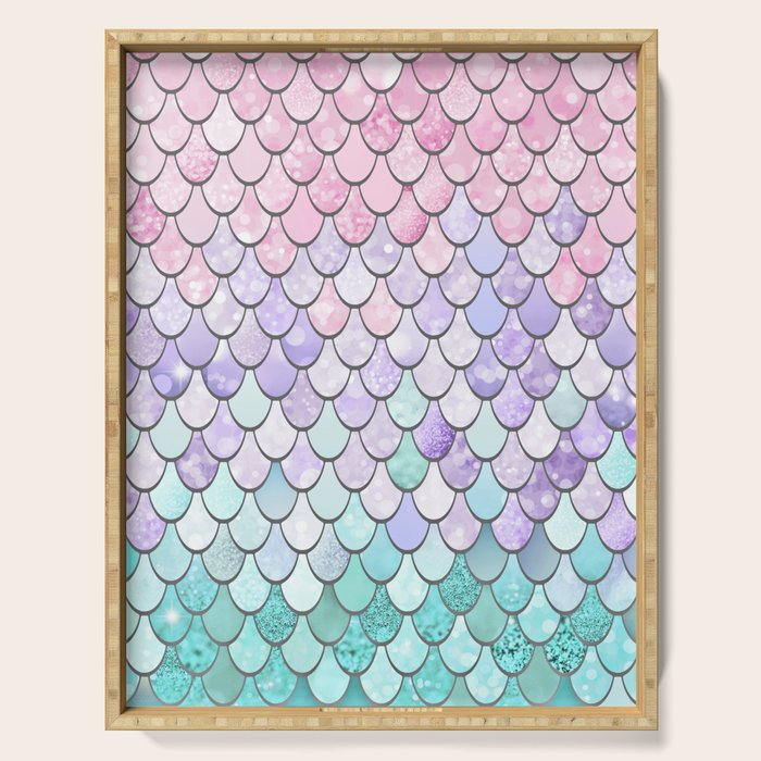 Mermaid Pastel Pink Purple Aqua Teal Serving Tray Gallery Image 1
