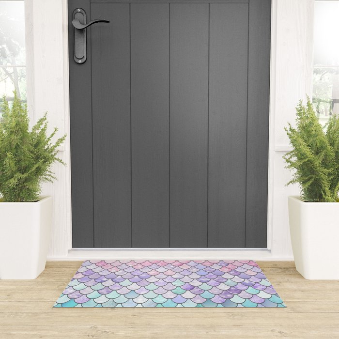 Mermaid Pastel Pink Purple Aqua Teal Welcome Mat Gallery Image 3