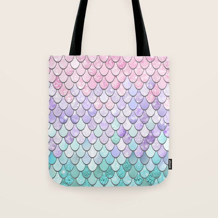 Mermaid Pastel Pink Purple Aqua Teal Tote Bag Gallery Image 1