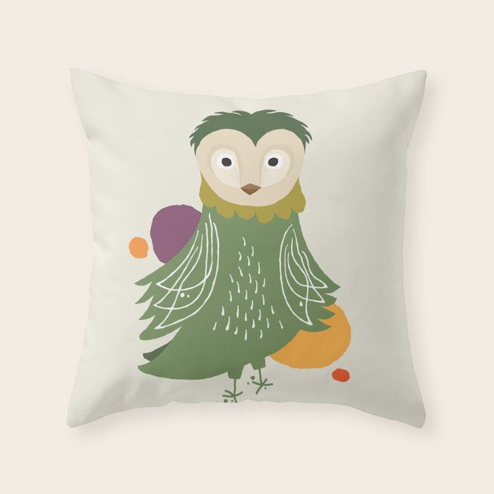 Quirky Barn Owl Throw Pillow Gallery Image 6