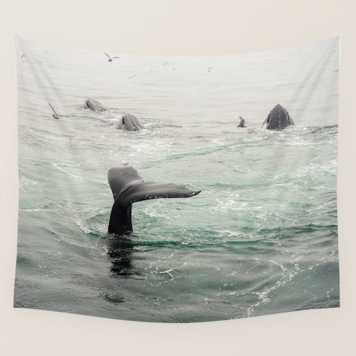 Whale Tail - ocean humpback whale photograph Wall Tapestry Gallery Image 4