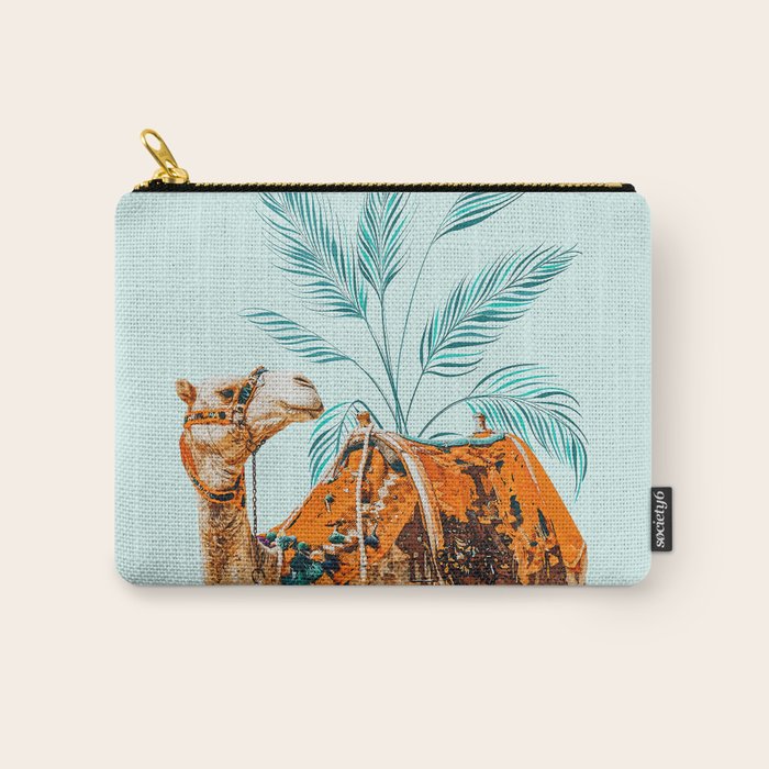 Camel Ride, Modern Bohemian Eclectic Animals, India Culture Travel Palm Desert Painting Carry All Pouch Gallery Image 1