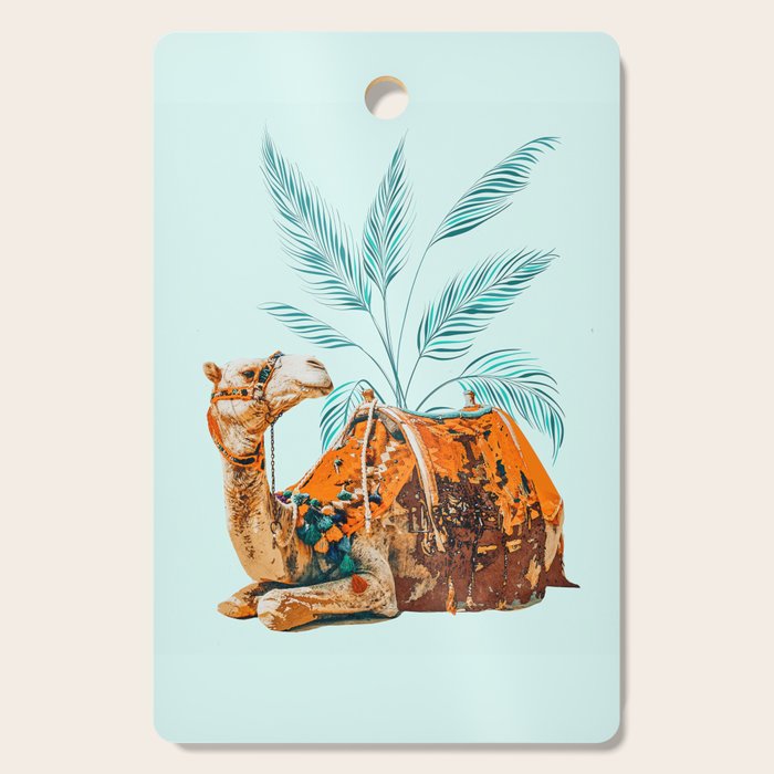 Camel Ride, Modern Bohemian Eclectic Animals, India Culture Travel Palm Desert Painting Cutting Board Gallery Image 1