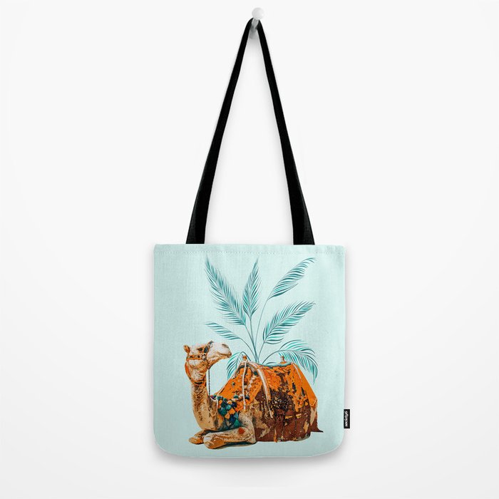 Camel Ride, Modern Bohemian Eclectic Animals, India Culture Travel Palm Desert Painting Tote Bag Gallery Image 2