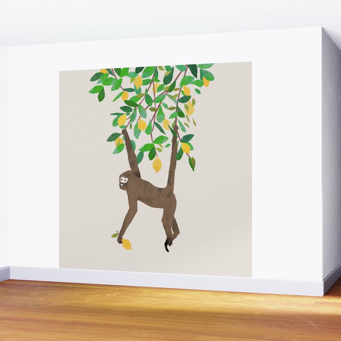 Monkey on lemon tree Wall Mural Gallery Image 2