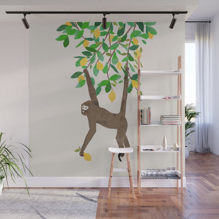 Monkey on lemon tree Wall Mural Gallery Image 1