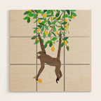 Monkey on lemon tree Wood Wall Art Gallery Image 1