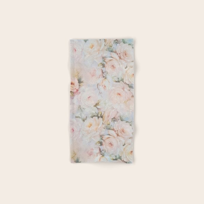 Vintage romantic blush pink ivory elegant rose floral Hand & Bath Towel Gallery Image 1