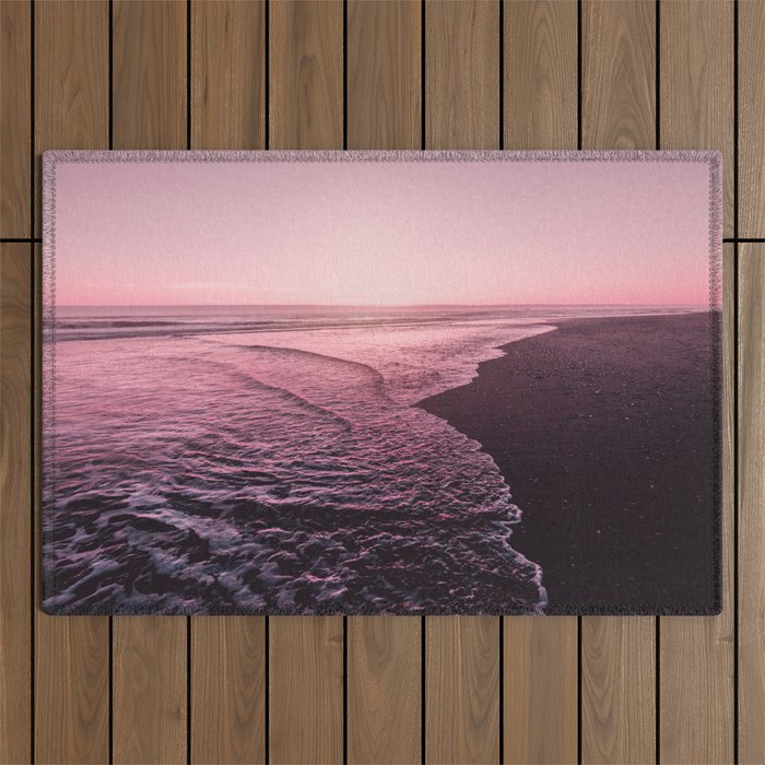 Rose Gold Beach Sunset Outdoor Rug Gallery Image 1