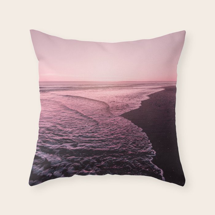 Rose Gold Beach Sunset Throw Pillow Gallery Image 1