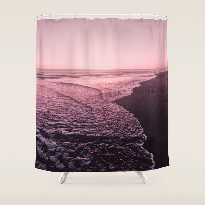 Rose Gold Beach Sunset Shower Curtain Gallery Image 1