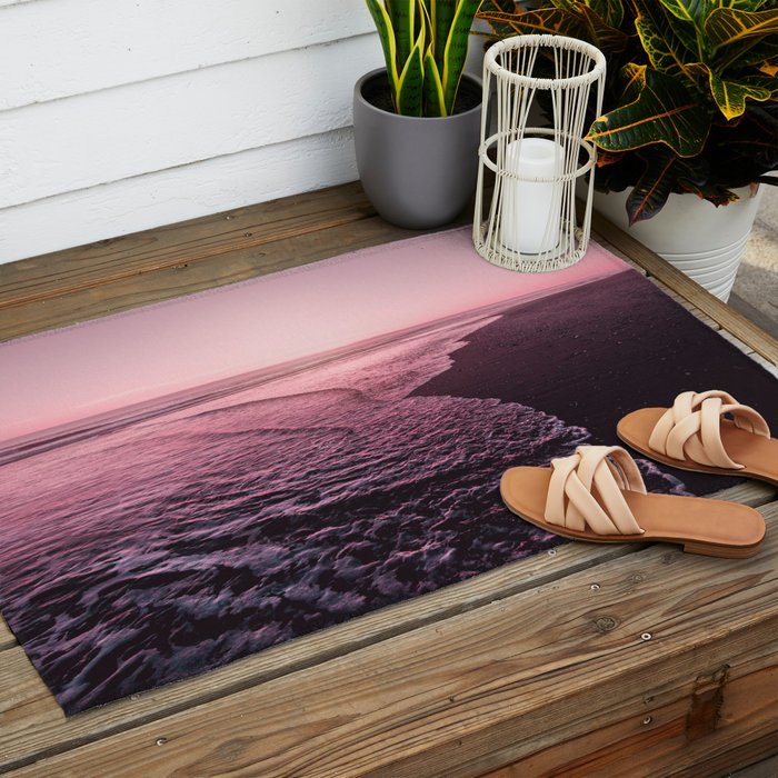 Rose Gold Beach Sunset Outdoor Rug Gallery Image 2