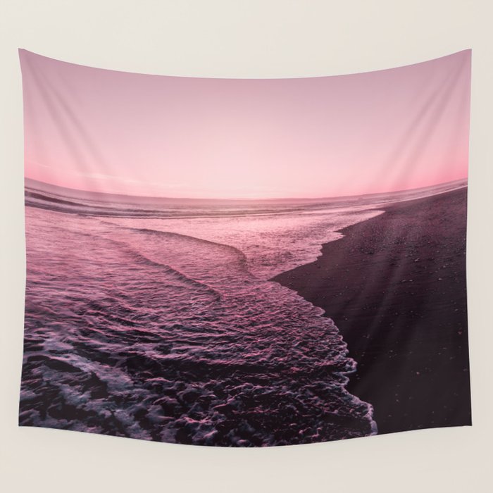 Rose Gold Beach Sunset Wall Tapestry Gallery Image 4