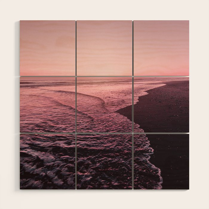 Rose Gold Beach Sunset Wood Wall Art Gallery Image 1