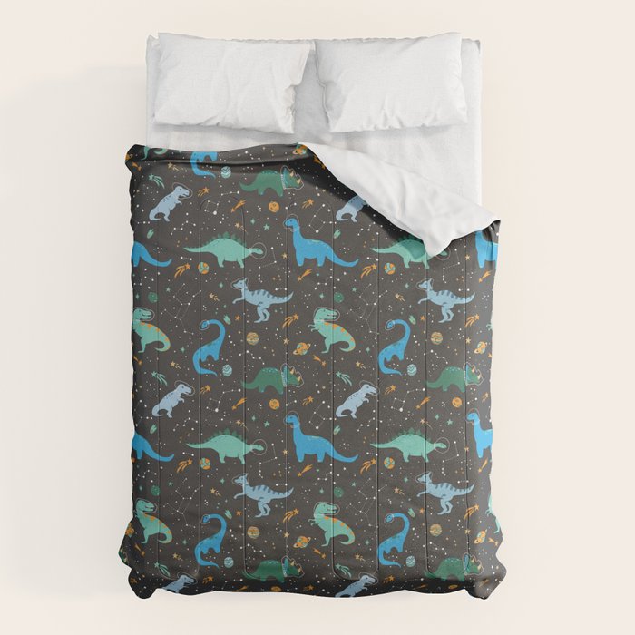 Dinosaurs in Space in Blue Comforter Gallery Image 6
