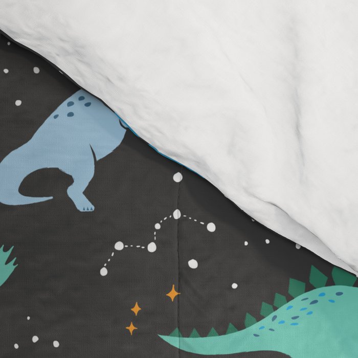 Dinosaurs in Space in Blue Comforter Gallery Image 4
