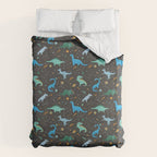 Dinosaurs in Space in Blue Duvet Cover Gallery Image 6