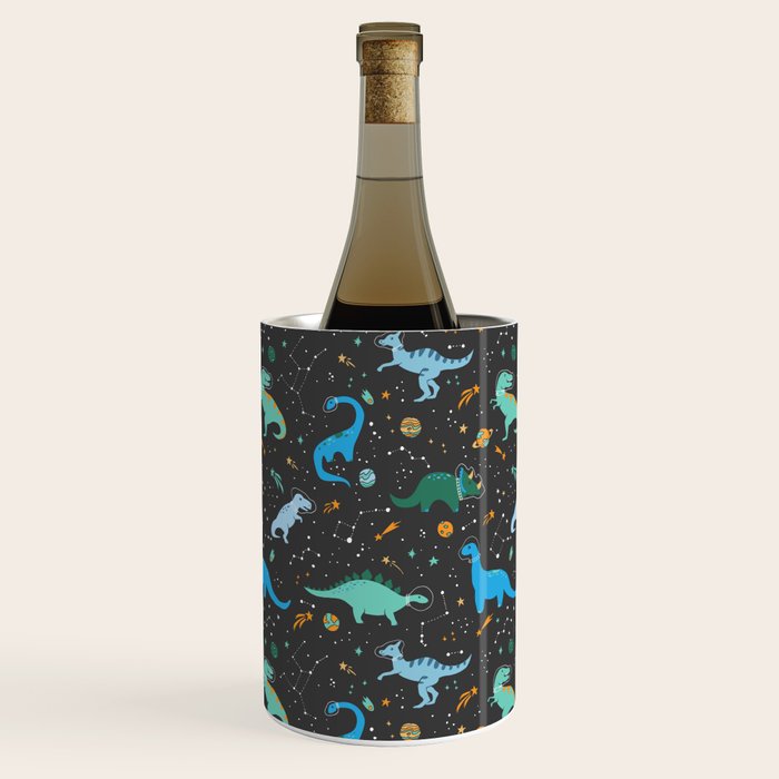 Dinosaurs in Space in Blue Wine Chiller Gallery Image 3