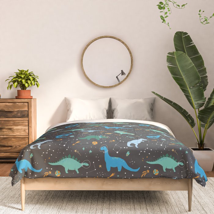 Dinosaurs in Space in Blue Comforter Gallery Image 3
