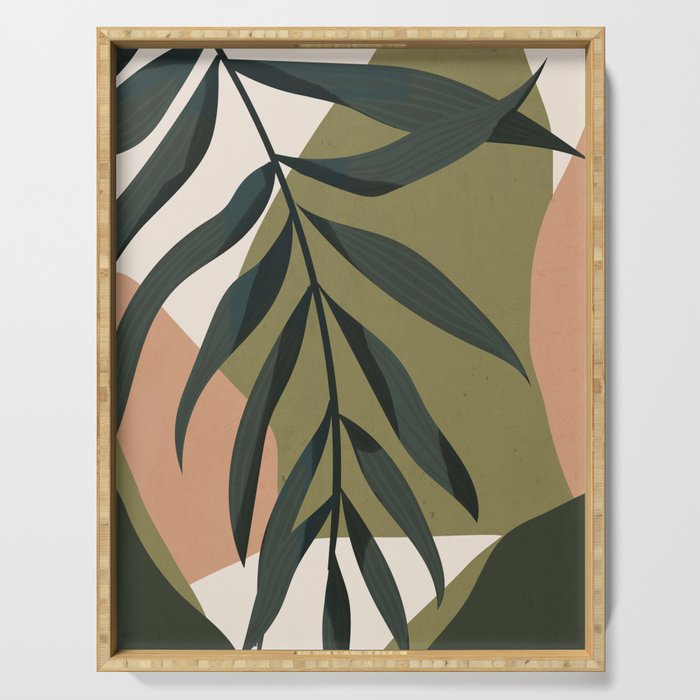 Tropical Leaf- Abstract Art Serving Tray Gallery Image 1