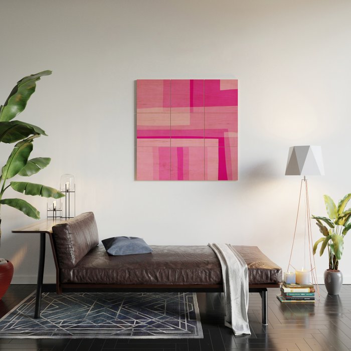 Pink Shades Abstract Wood Wall Art Gallery Image 2