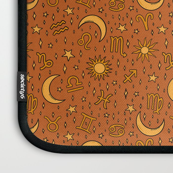 Zodiac Sun and Star Print in Rust Laptop Sleeve Gallery Image 3