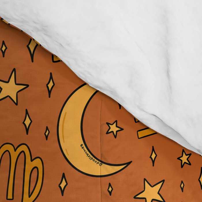 Zodiac Sun and Star Print in Rust Comforter Gallery Image 4
