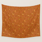 Zodiac Sun and Star Print in Rust Wall Tapestry Gallery Image 4
