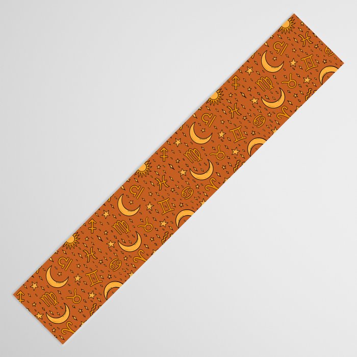 Zodiac Sun and Star Print in Rust Table Runner Gallery Image 3